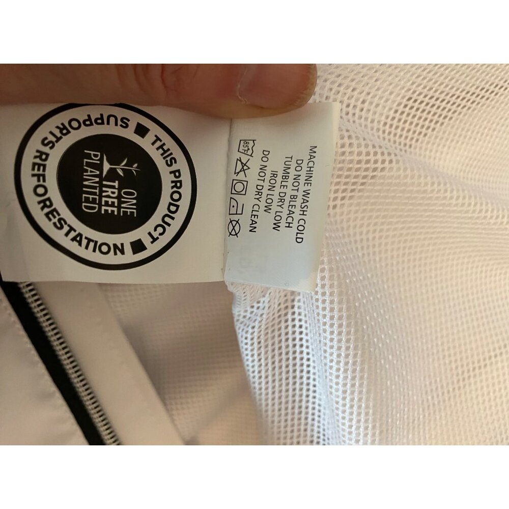 Jim Beam Branded White Hood Windbreaker Jacket Black Trim Zipper Pocket Medium - Picture 4 of 9